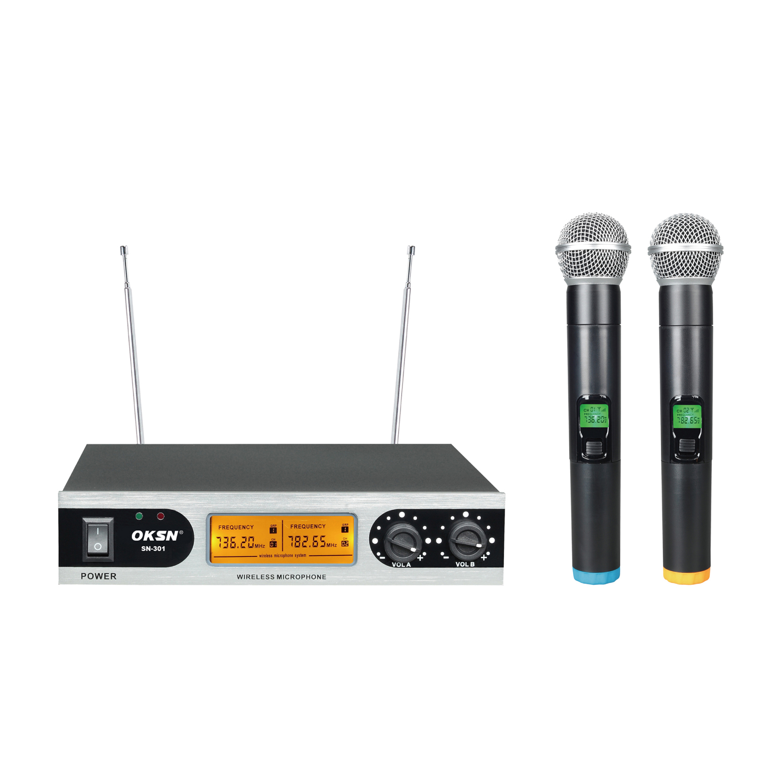 SN-301 enseñando micrófono inalámbrico de karaoke